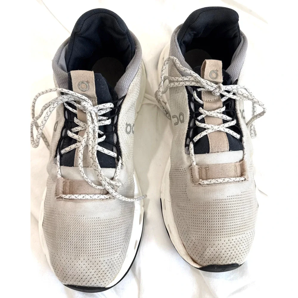 On Cloudnova Sneakers Men's 9.5 Beige Running Walking Athletic Shoes CloudTec